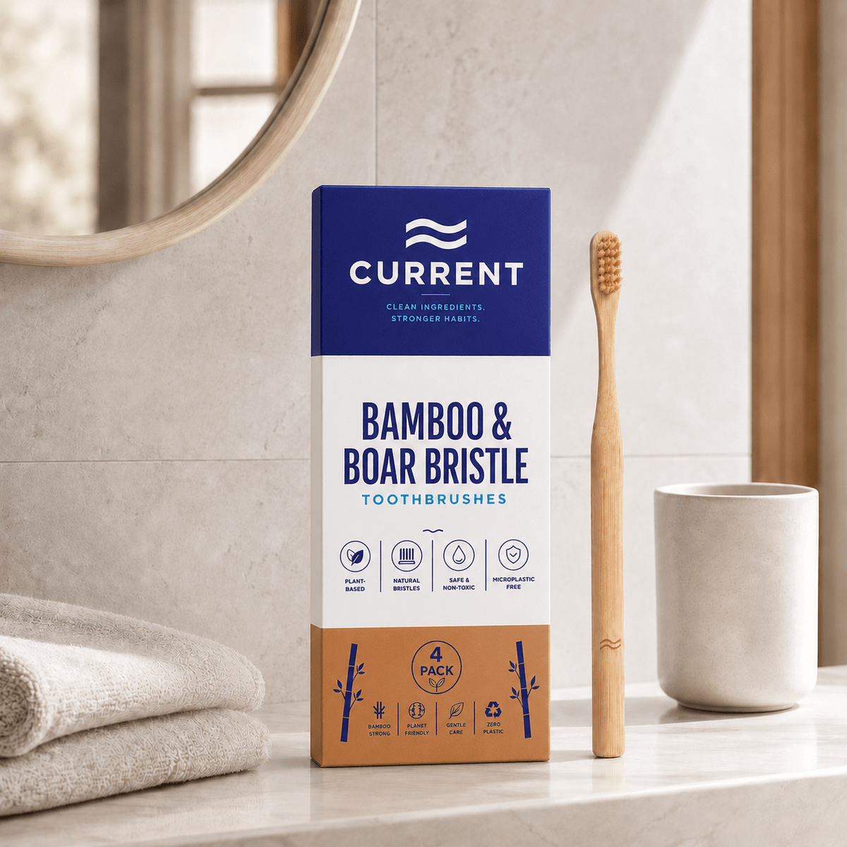 Bamboo Toothbrush 4-PACK - CURRENT