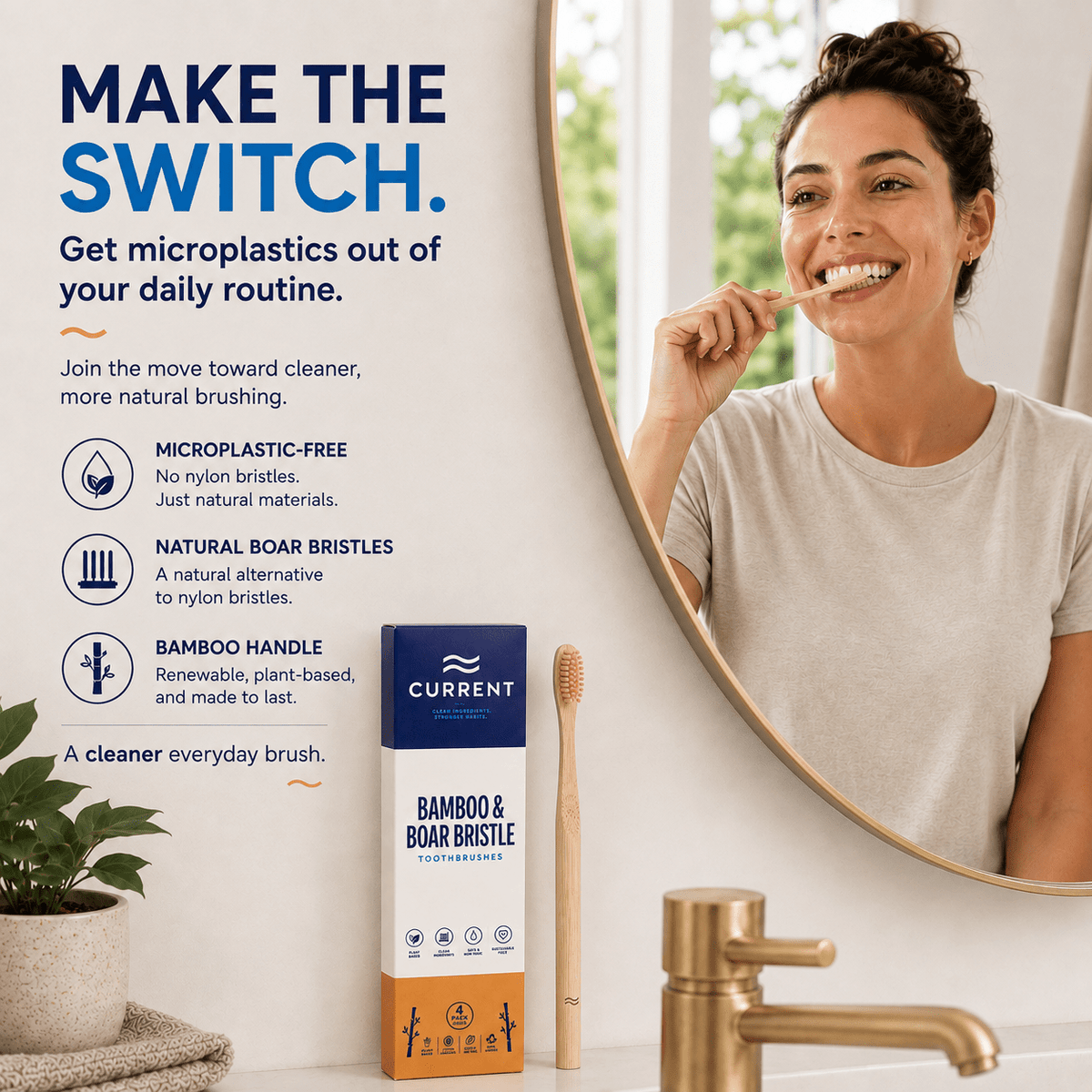 Bamboo Toothbrush 4-PACK - CURRENT